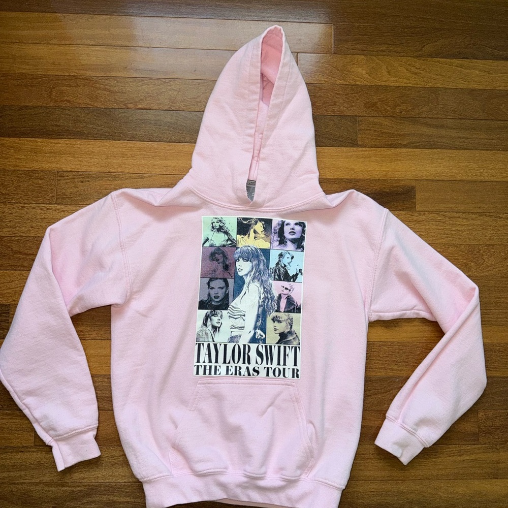 Gildan Pink Kids Hoodie with Taylor Swift Eras Tour